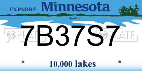 7B37S7 Minnesota License Plate