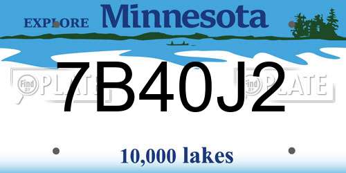 7B40J2 Minnesota License Plate