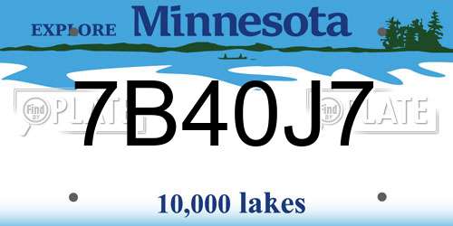 7B40J7 Minnesota License Plate