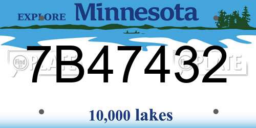 7B47432 Minnesota License Plate