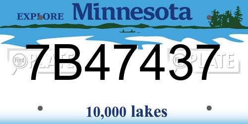 7B47437 Minnesota License Plate