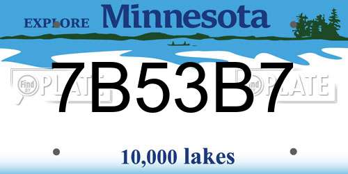 7B53B7 Minnesota License Plate