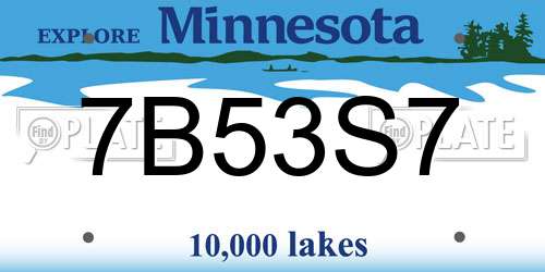 7B53S7 Minnesota License Plate
