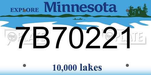 7B70221 Minnesota License Plate