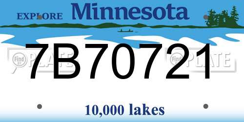 7B70721 Minnesota License Plate