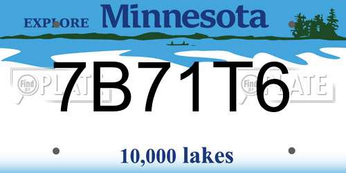 7B71T6 Minnesota License Plate