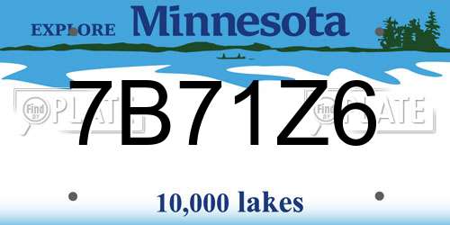 7B71Z6 Minnesota License Plate