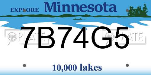 7B74G5 Minnesota License Plate