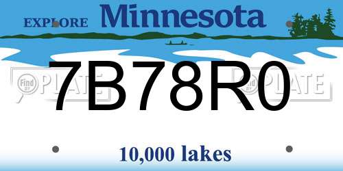 7B78R0 Minnesota License Plate