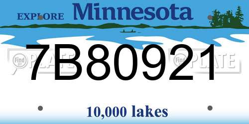 7B80921 Minnesota License Plate