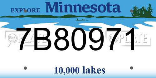 7B80971 Minnesota License Plate