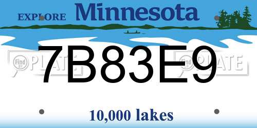 7B83E9 Minnesota License Plate