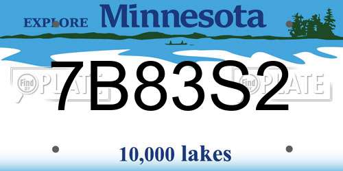 7B83S2 Minnesota License Plate
