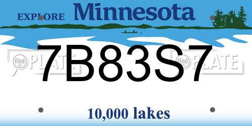 7B83S7 Minnesota License Plate