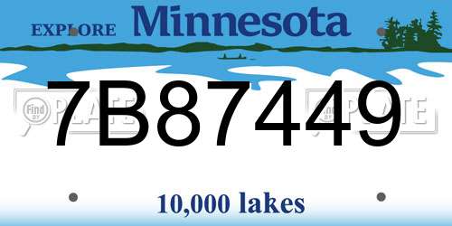 7B87449 Minnesota License Plate