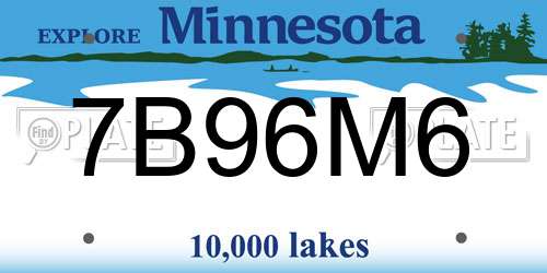 7B96M6 Minnesota License Plate