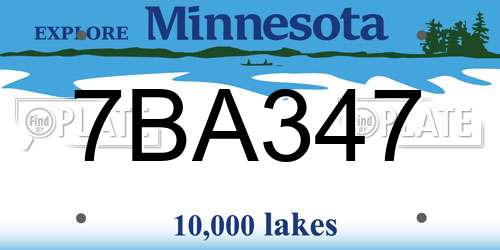 7BA347 Minnesota License Plate