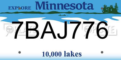 7BAJ776 Minnesota License Plate