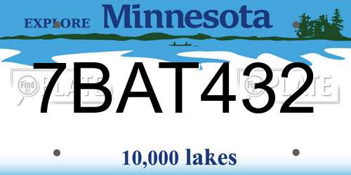 7BAT432 Minnesota License Plate