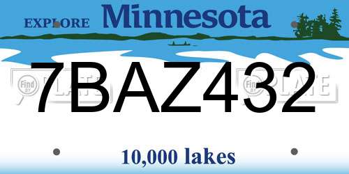 7BAZ432 Minnesota License Plate