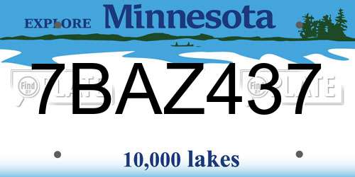 7BAZ437 Minnesota License Plate