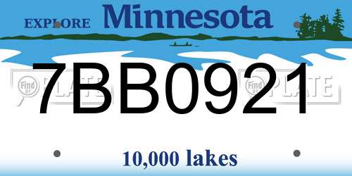 7BB0921 Minnesota License Plate