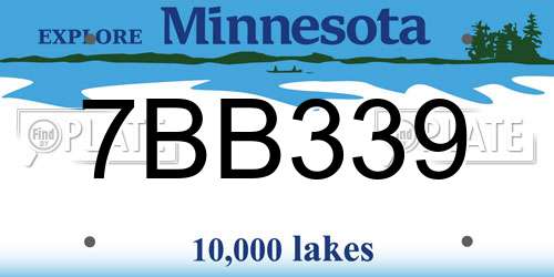 7BB339 Minnesota License Plate