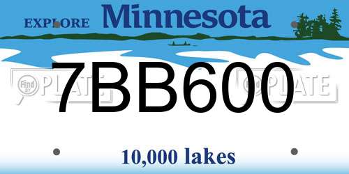 7BB600 Minnesota License Plate