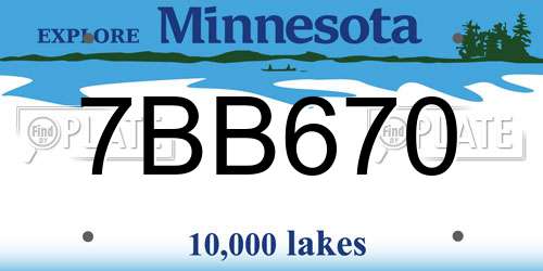 7BB670 Minnesota License Plate