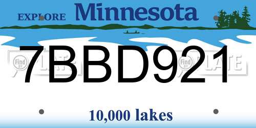 7BBD921 Minnesota License Plate