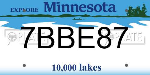 7BBE87 Minnesota License Plate