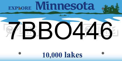 7BBO446 Minnesota License Plate