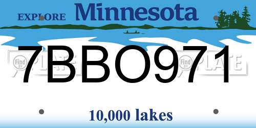 7BBO971 Minnesota License Plate