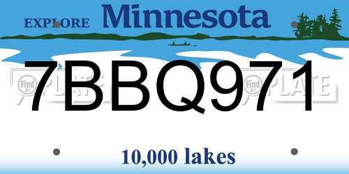 7BBQ971 Minnesota License Plate