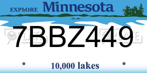 7BBZ449 Minnesota License Plate