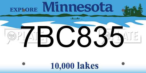 7BC835 Minnesota License Plate