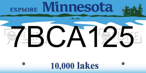 7BCA125 Minnesota License Plate