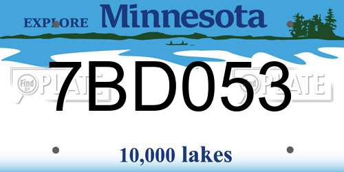 7BD053 Minnesota License Plate