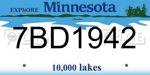 7BD1942 Minnesota License Plate