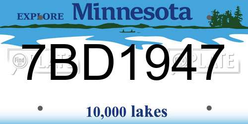 7BD1947 Minnesota License Plate