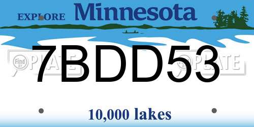 7BDD53 Minnesota License Plate