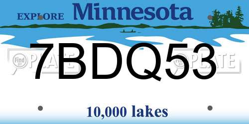 7BDQ53 Minnesota License Plate