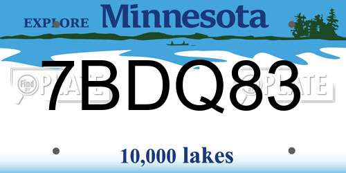 7BDQ83 Minnesota License Plate