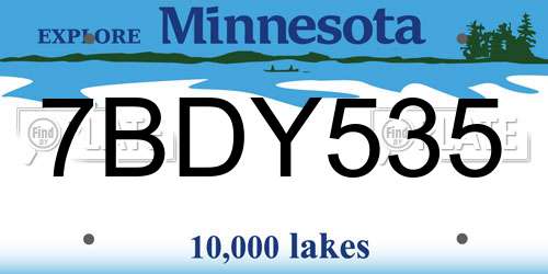7BDY535 Minnesota License Plate