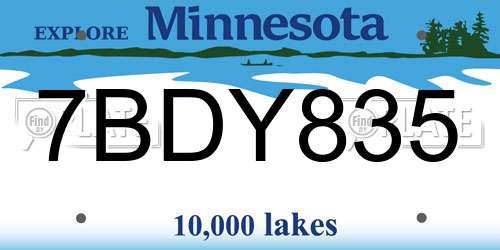7BDY835 Minnesota License Plate