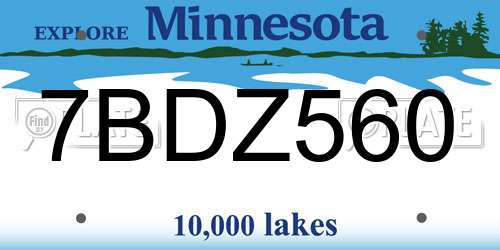 7BDZ560 Minnesota License Plate