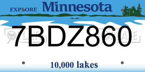 7BDZ860 Minnesota License Plate