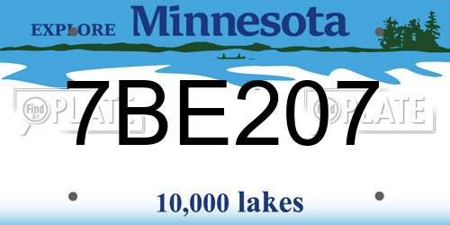 7BE207 Minnesota License Plate