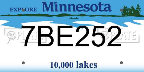 7BE252 Minnesota License Plate