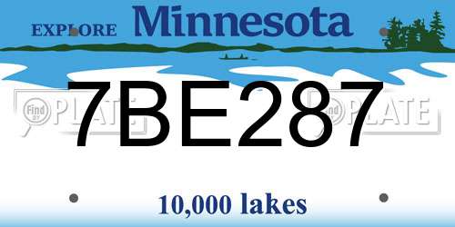 7BE287 Minnesota License Plate